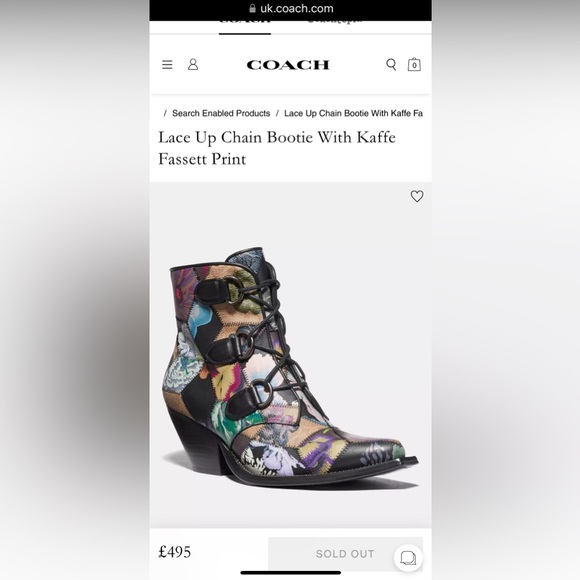 EUC Coach x Kaffe Fassett Lace Up Chain Bootie Sz 9.5 EU40 Rare - Picture 2 of 16